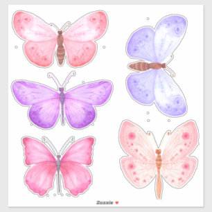Adesivo Borboletas Rosa Pastel Roxo