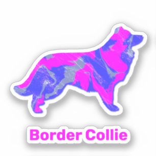 Adesivo Borda Cachorro Rosa Quente e Vinil Azul