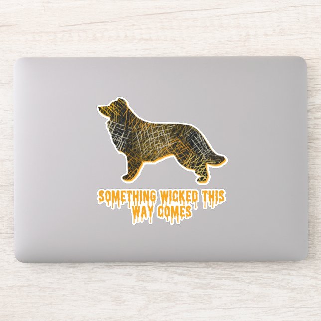 Adesivo Borda Cachorro Silhout Diversão Laranja Halloween (Computador)