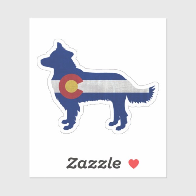 Adesivo Borda Collie Dog Silhouette Colorado Flag (Folha)