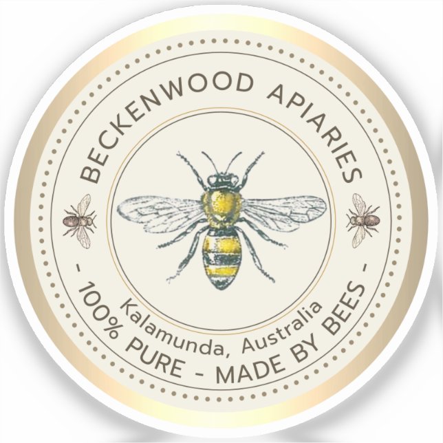 Adesivo Borda Dourada Apiácea Amarela-Mel (Frente)