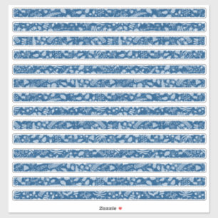 Adesivo Bordados Florais Boho Clássicos Azuis