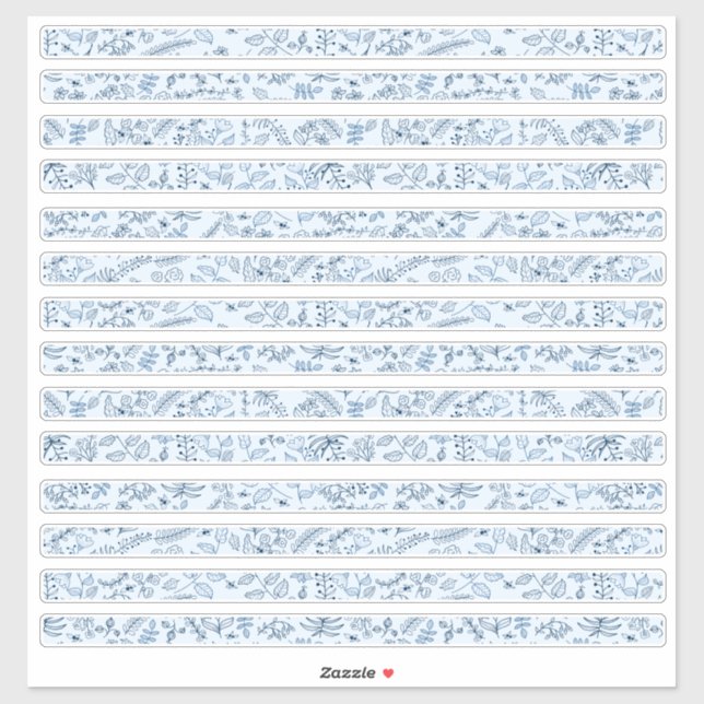 Adesivo Bordas bonito Florais em Boho Blues (Folha)