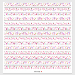 Adesivo Bordas flóricas pequenas, cor-de-rosa e brancas
