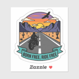 Adesivo Born Free Ride Free Biker Deserto Moto Vinil