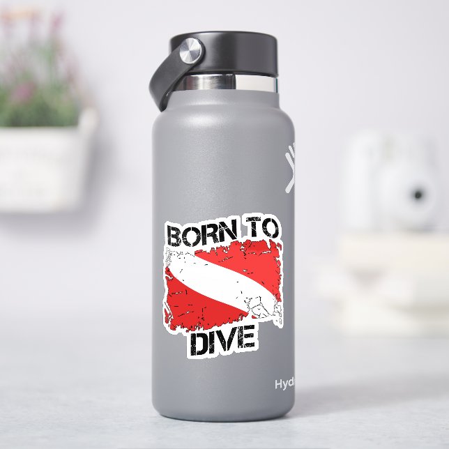 Adesivo Born to Dive weathered dive flag sticker (HidroFlask)