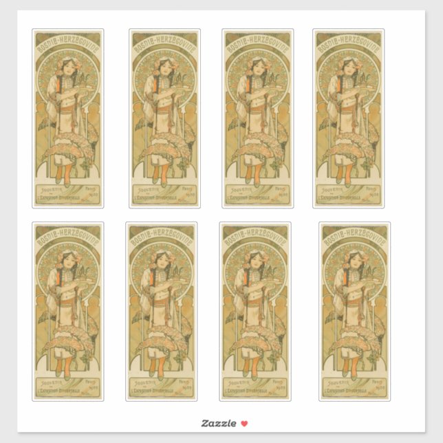 Adesivo Bósnia e Herzegovina por Alphonse Mucha (1900) (Folha)