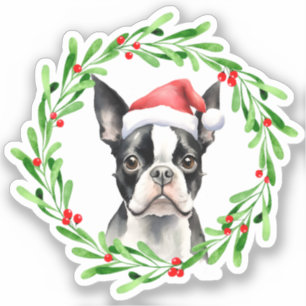 Adesivo Boston Terrier Christmas Dog Vinpy