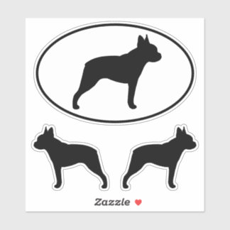 Adesivo Boston Terrier Dog Silhouettes Vinyl Sticker Set