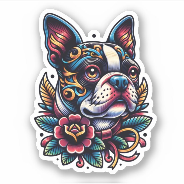 Adesivo Boston Terrier Vinyl Dog Sticker (Frente)
