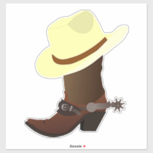 Adesivo Bota de Cowboy c/ Chapéu de Cowboy Amarelo