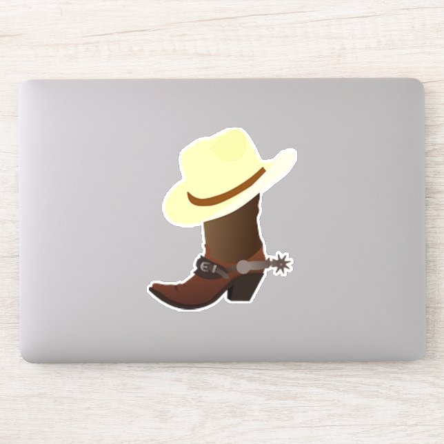 Adesivo Bota de Cowboy c/ Chapéu de Cowboy Amarelo (Computador)