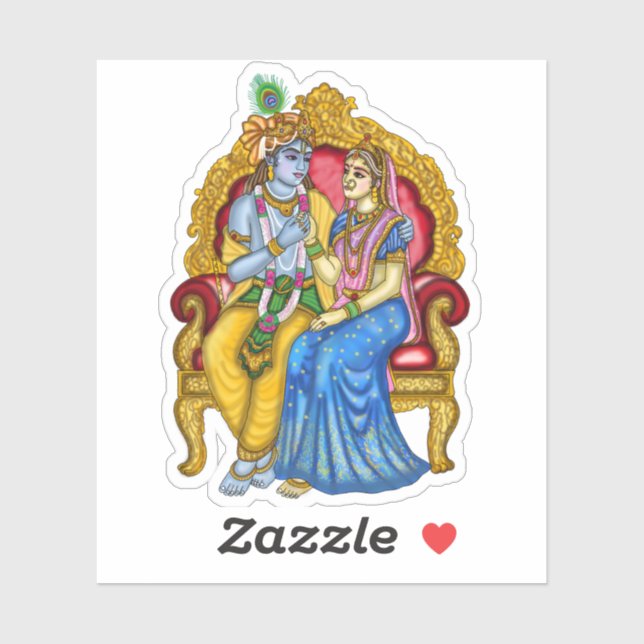 Adesivo Botão Radha Krishna (Folha)