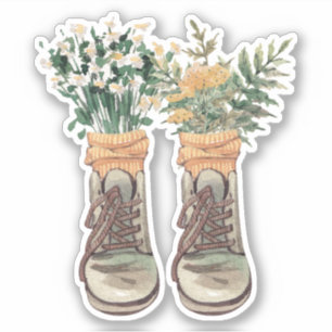 Adesivo Botas de Caminhada & Flores Silvestres