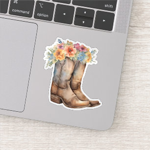 Adesivo Botas de Cowboy e Flores