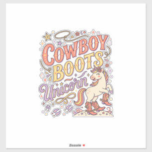 Adesivo Botas de Cowboy Unicórnio Caprichosas Zazzle Desi