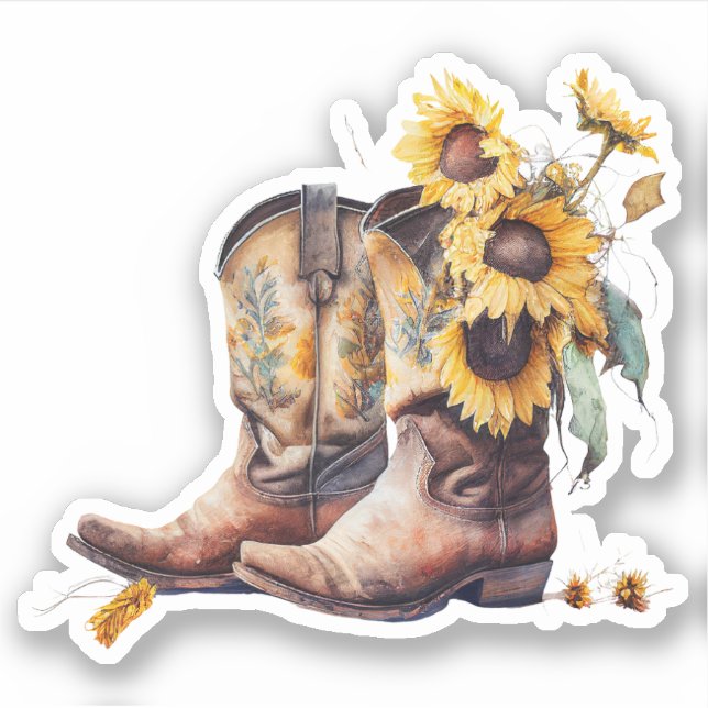 Adesivo Botas de Cowgirl Sunflower (Frente)
