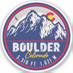 Adesivo Boulder Colorado Retro Sunset Mountain Souvenirs