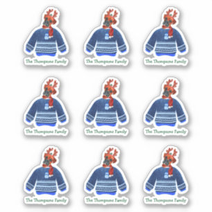 Adesivo Boxer Dog Family Ugly Christmas Sweater