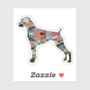 Adesivo Boxer Dog Natural Ears Geo Silhout Xadrez