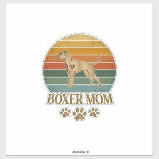 Adesivo Boxer Mãe Cachorro Retro Pôr do Sol Pegadas_1