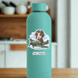 Adesivo Boy Flying Airplane Cute Kids Personalized