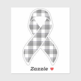 Adesivo Brain Cancer Awareness Plaid Gray Ribbon