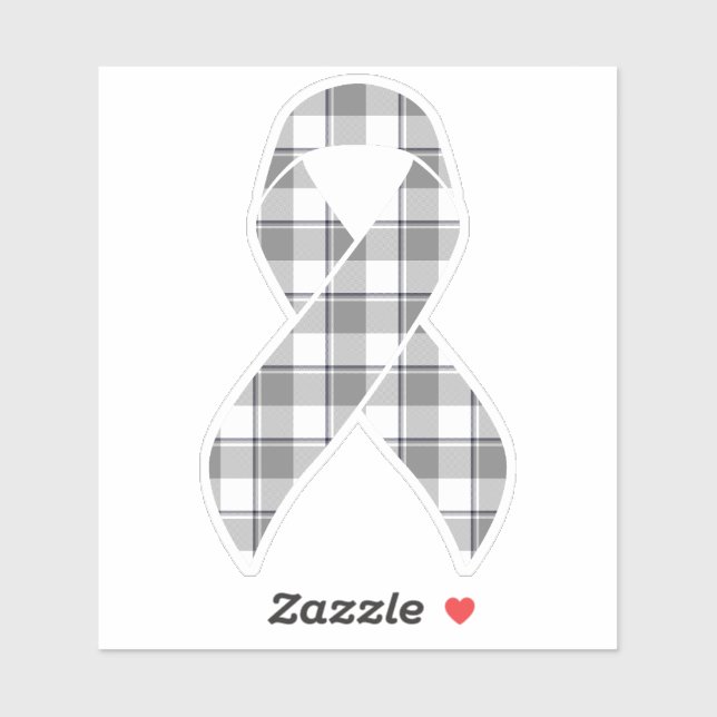 Adesivo Brain Cancer Awareness Plaid Gray Ribbon (Folha)