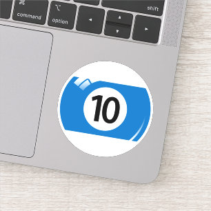 Adesivo Branco azul do número dez da bola da
