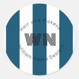 adesivo branco azul monograma com logotipo de empr