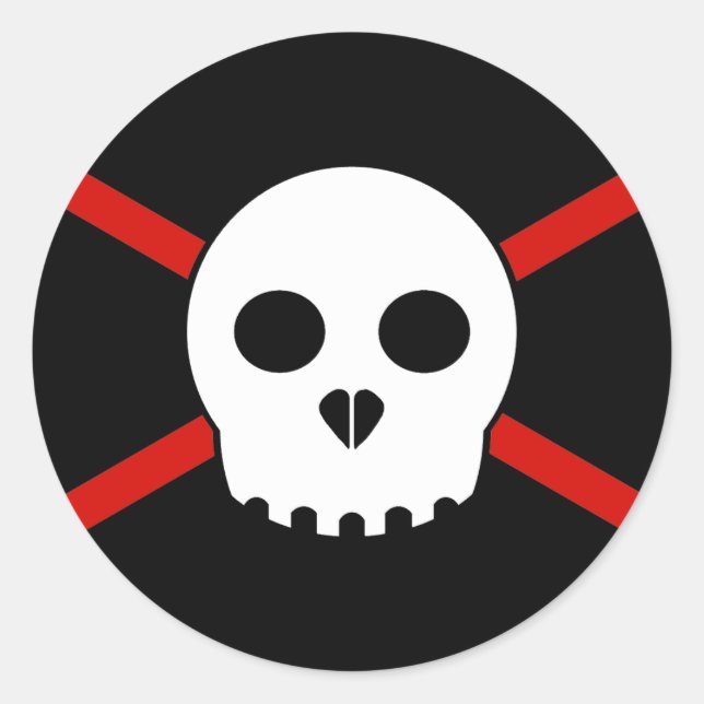 Adesivo branco e vermelho de crânio X (Frente)