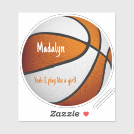 Adesivo Branco laranja eu jogo como uma bola de basquete