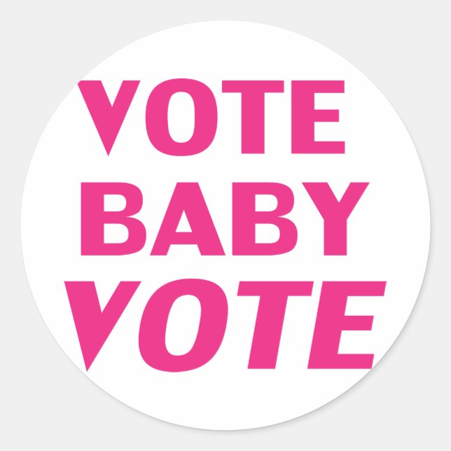 adesivo branco magenta cor-de-rosa "vote baby vote (Frente)