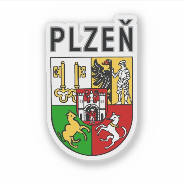 Adesivo Brasão de Armas de Plzeň, República Tcheca (Frente)