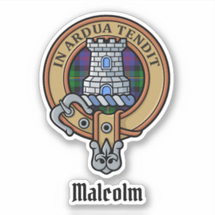 Adesivo Brasão do Clã Malcolm sobre Tartan