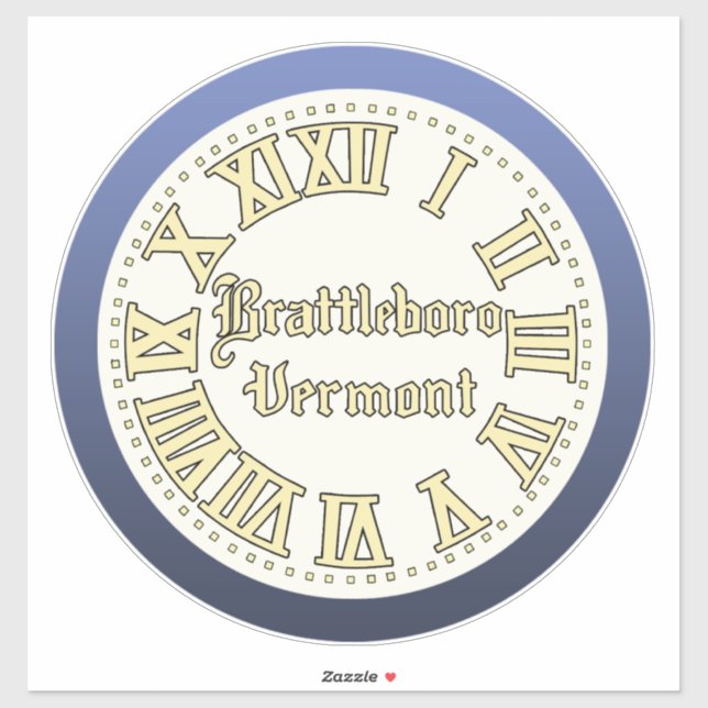 Adesivo Brattleboro, Vermont Main Street Clock Sticker (Folha)