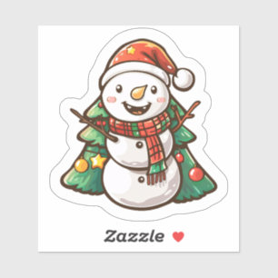 Adesivo Bravo Snowman Com Árvores De Natal