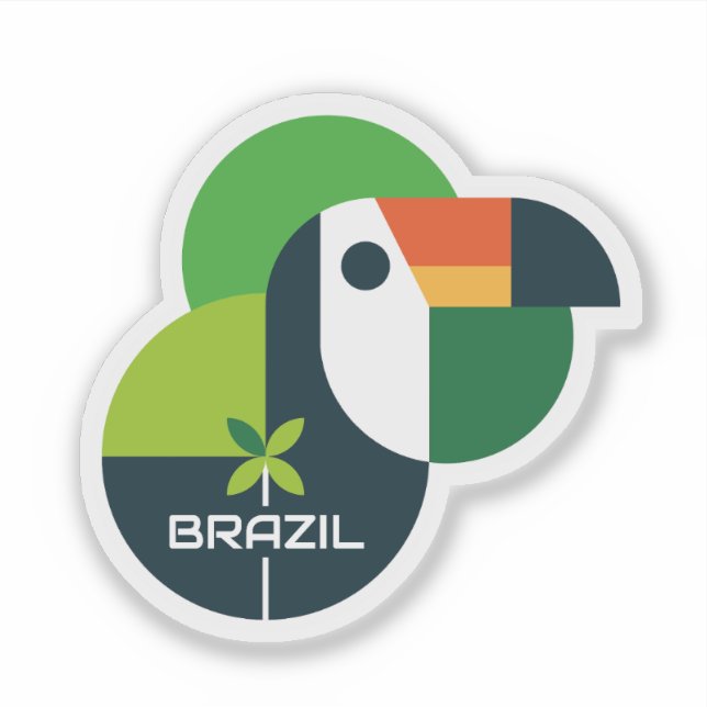 Adesivo Brazilian Bird Geometric Toucan Personalized Art (Frente)