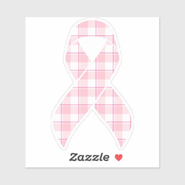 Adesivo Breast Cancer Awareness Plaid Ribbon Pink (Folha)