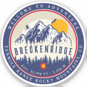 Adesivo Breckenridge Colorado Flag Mountain Souvenir
