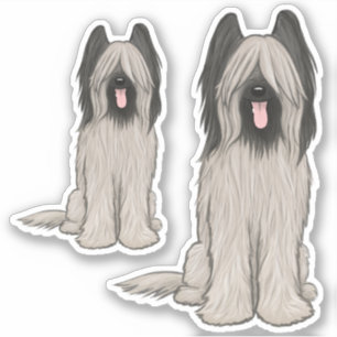 Adesivo Briard Cartoon Cachorro Cachorro Vinheta-Vinheta