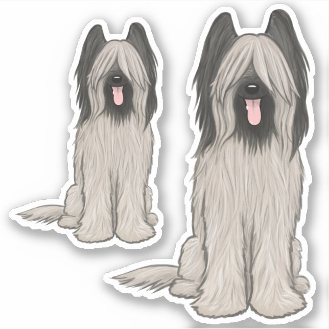Adesivo Briard Cartoon Cachorro Cachorro Vinheta-Vinheta (Frente)