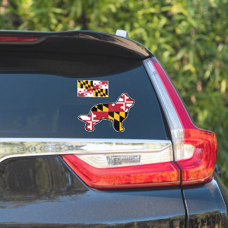Adesivo Briard Dog Silhouette com bandeira de Maryland