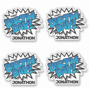 Adesivo Bright Blue Comic Text - Parabéns