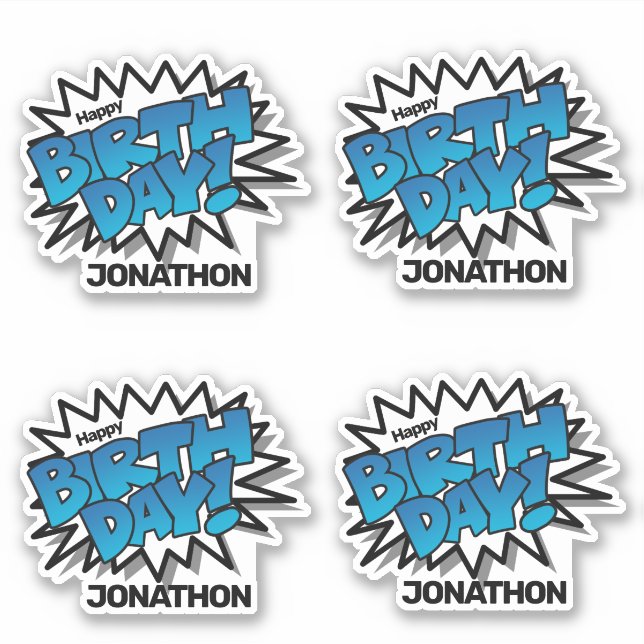 Adesivo Bright Blue Comic Text - Parabéns (Frente)