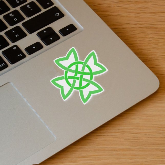 Adesivo Bright Green Irish Looped Celtic Knot Design (Bright green Celtic Irish knot on vinyl sticker.)