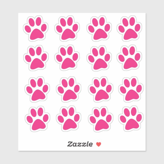 Adesivo Bright Pink Paw Prints (Folha)