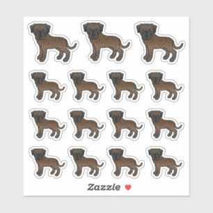 Adesivo Brindle English Mastiff Cute Cartoon Dogs