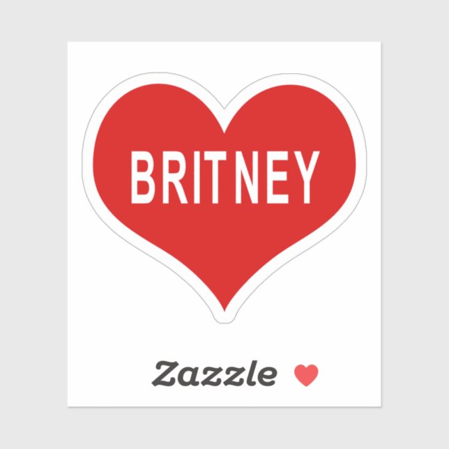 Adesivo BRITNEY NAME Red Love Heart Vinyl Sticker (Folha)