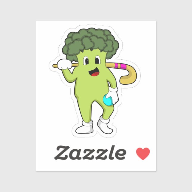 Adesivo Broccoli no Hockey com taco de Hóquei (Folha)
